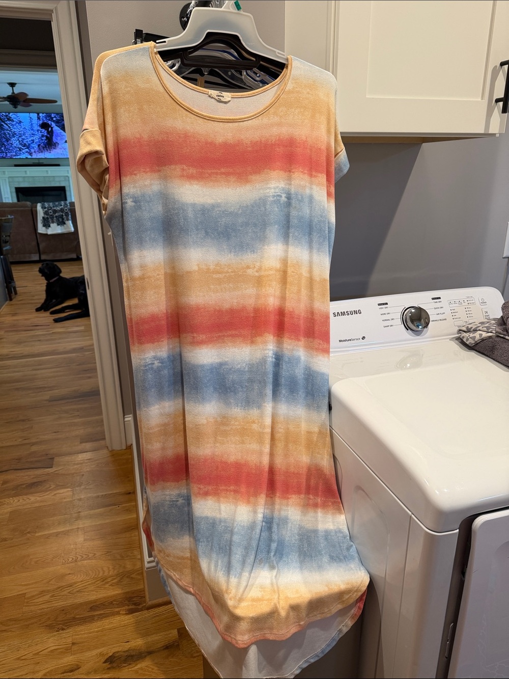 entro Striped Maxi Dress in Coral, Blue & Yellow